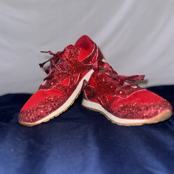 Red Glitter Women's Sneakers - Picture 2 of 3